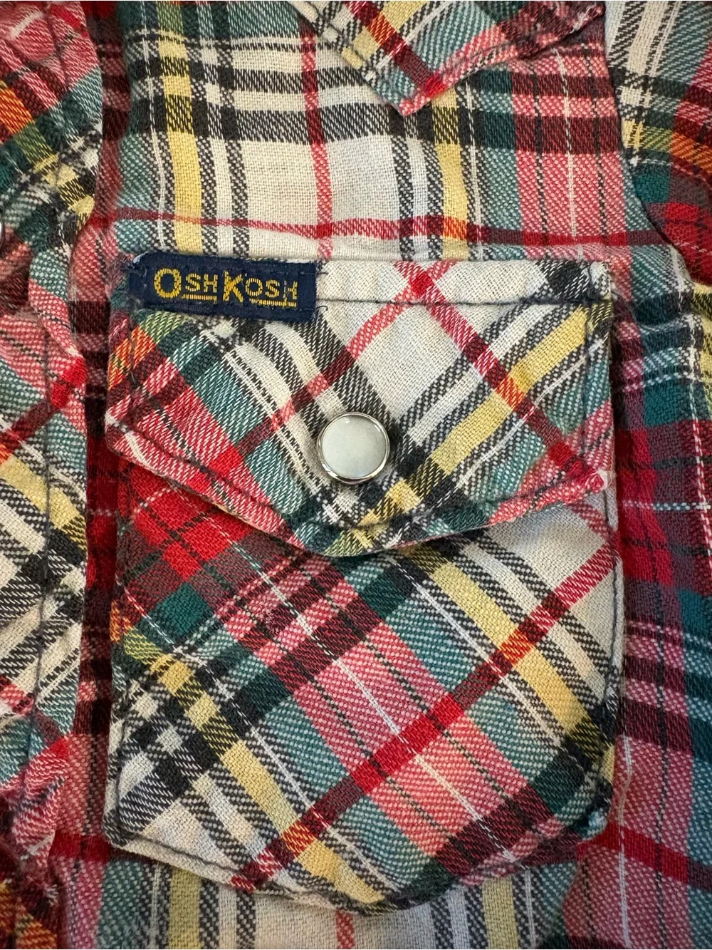 OshKosh B'gosh VTG Fall Holiday Plaid Western Pearl Snap Button-Down Shirt, 2